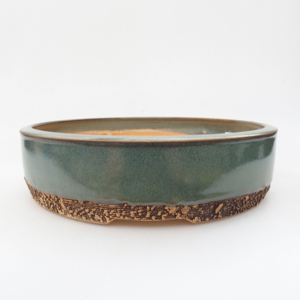Keramická bonsai miska 21 x 21 x 5,5 cm, farba zelená