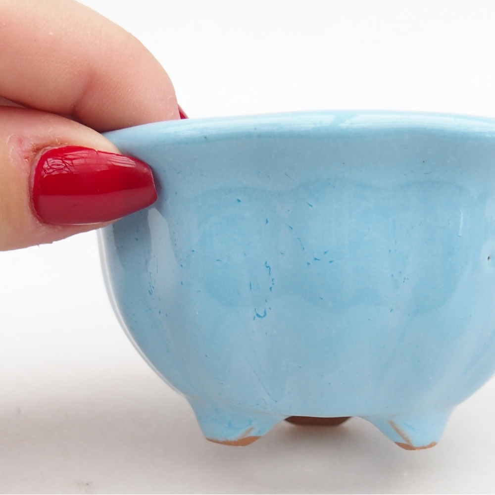 Keramická miska na bonsaje 8,5 x 8,5 x 4,5 cm, farba modrá