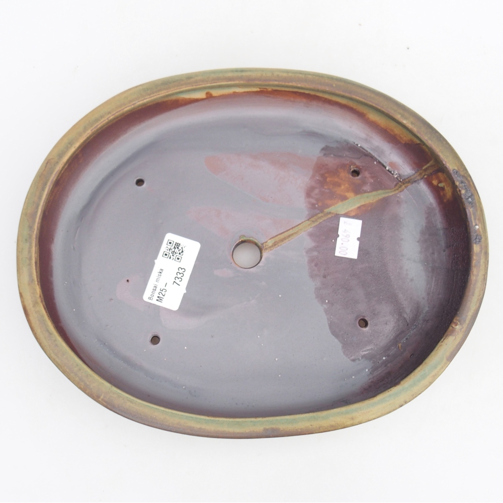 Keramická bonsajová miska 24 x 20 x 4 cm, zelená