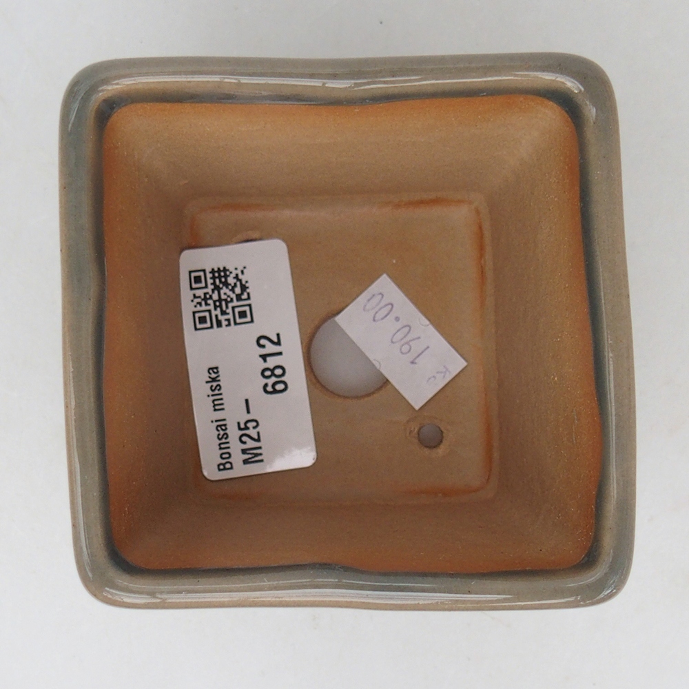 Keramická miska na bonsaje 7,5 x 7,5 x 7 cm, sivá