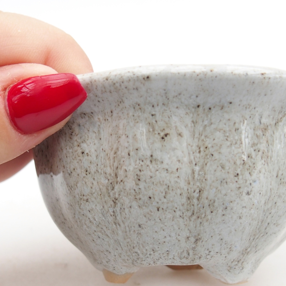 Keramická miska na bonsaje 8,5 x 8,5 x 4,5 cm, sivá