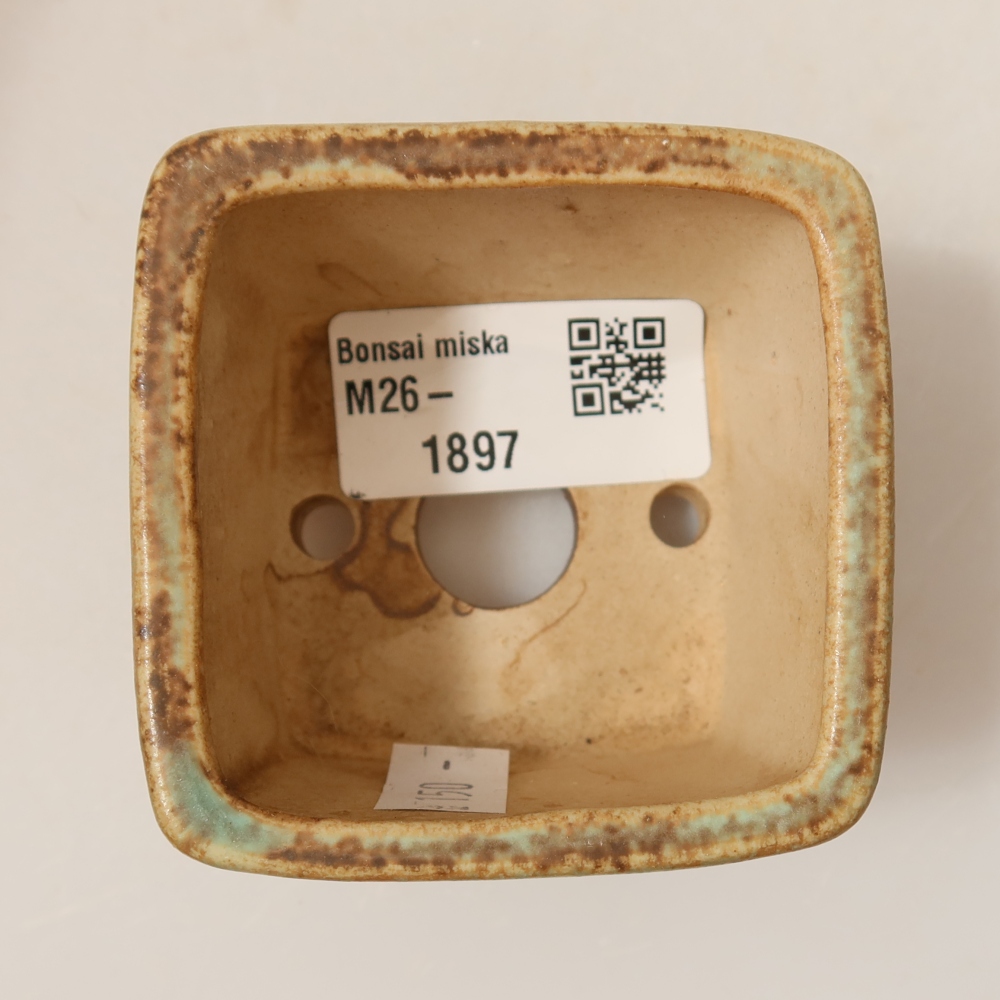 Keramická miska na bonsai 6,5 x 6,5 x 4,5 cm, farba zelená