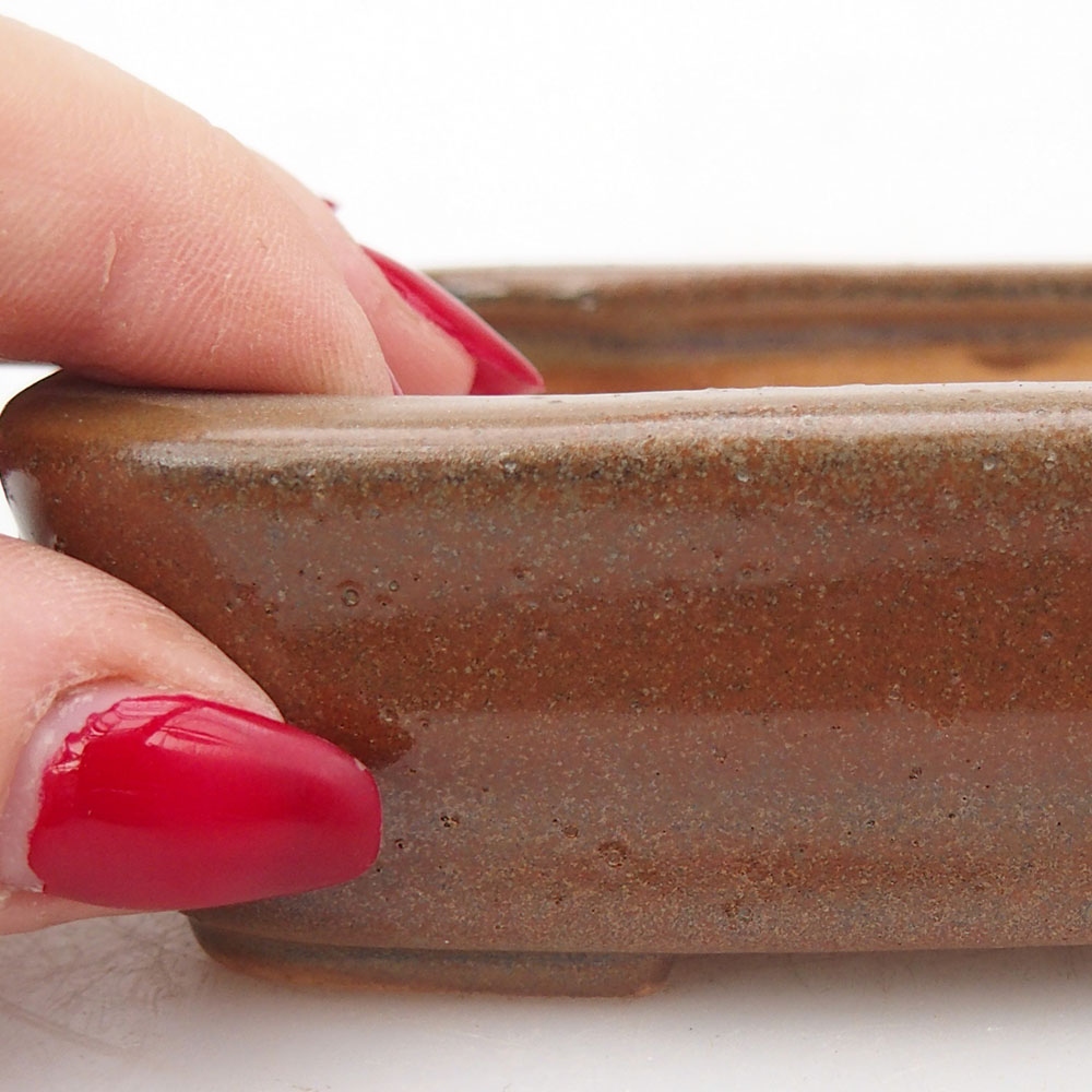 Keramická miska na bonsaje 11,5 x 8,5 x 3 cm, hnedá