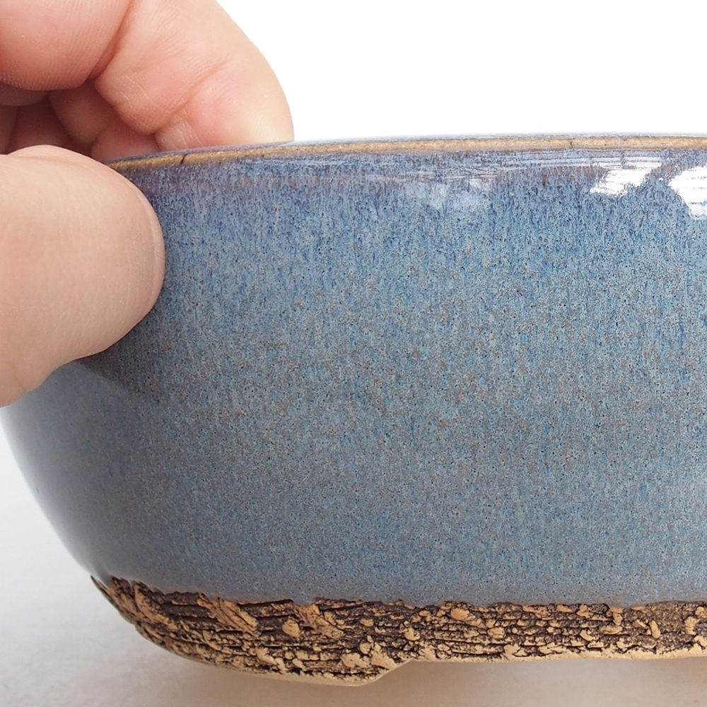 Keramická miska na bonsaje 17,5 x 17,5 x 6 cm, farba modrá