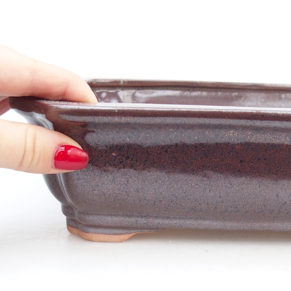 Keramická miska na bonsaje 27,5 x 22 x 7 cm, hnedá