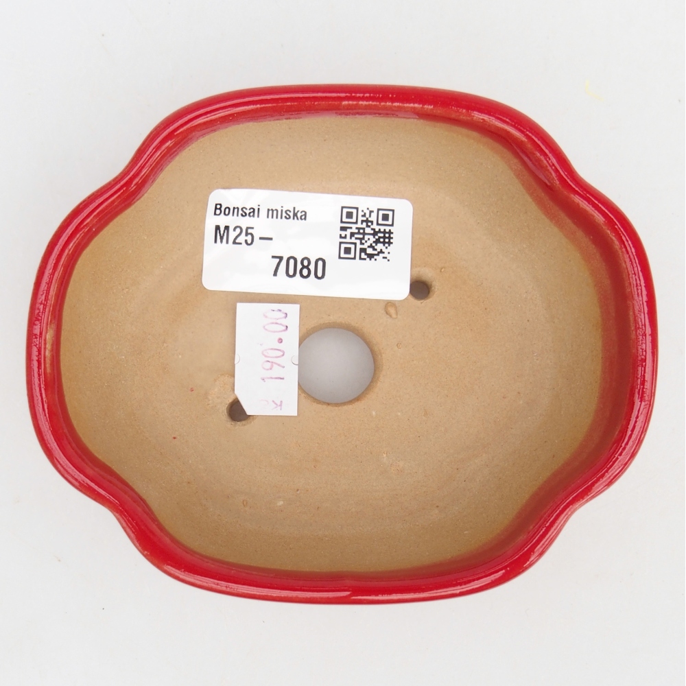 Keramická bonsajová miska 10,5 x 9 x 3,5 cm, farba červená