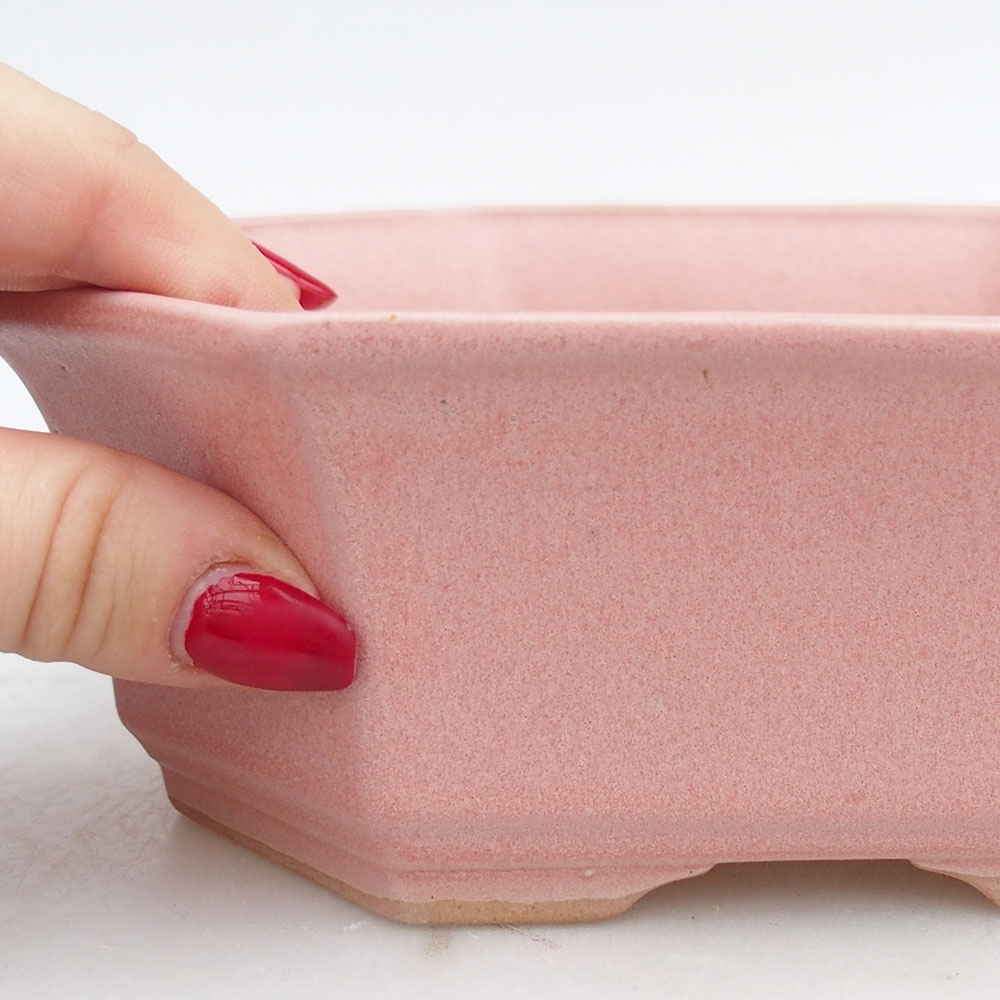 Keramická miska na bonsaje 17,5 x 17,5 x 6 cm, ružová