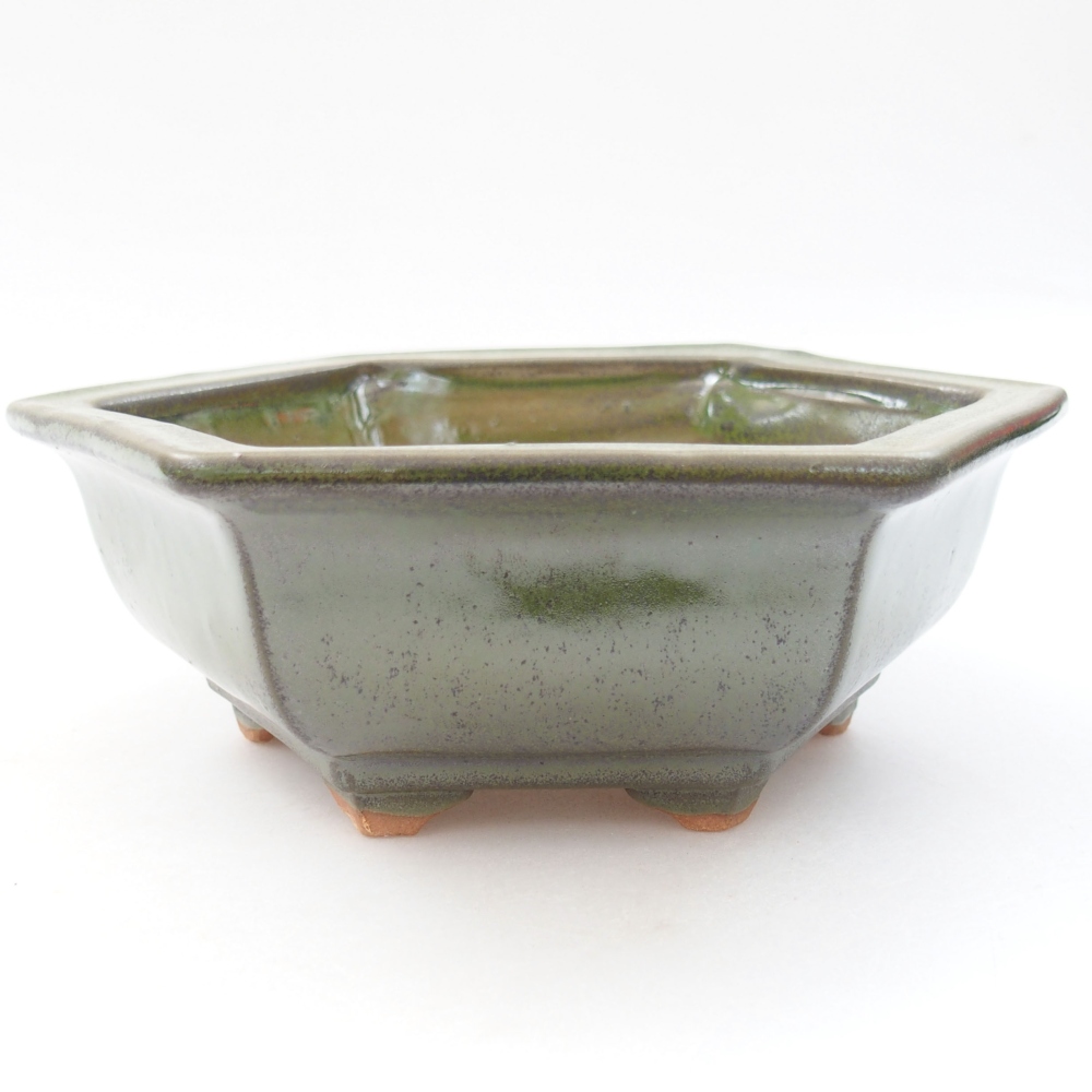Keramická bonsai miska 17 x 15 x 6 cm, farba zelená