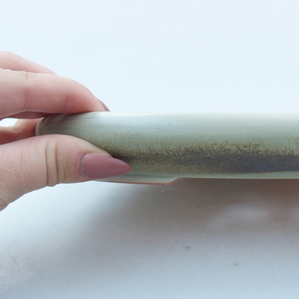 Keramická bonsajová miska 22,5 x 16,5 x 3 cm, zelená