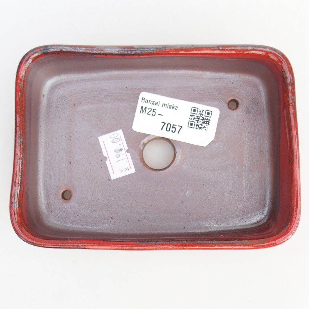Keramická bonsajová miska 12,5 x 9,5 x 3,5 cm, farba červená