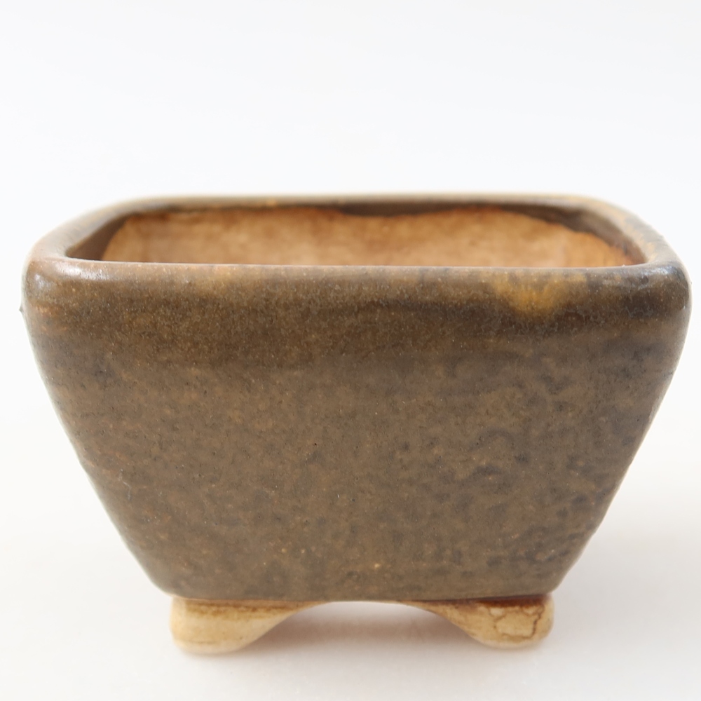 Keramická miska na bonsaje 6 x 6 x 4 cm, hnedá