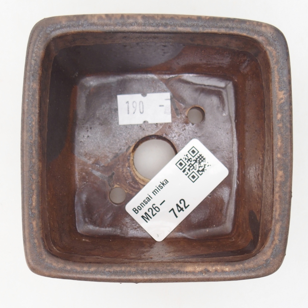 Keramická miska na bonsaje 8,5 x 8,5 x 5,5 cm, hnedá