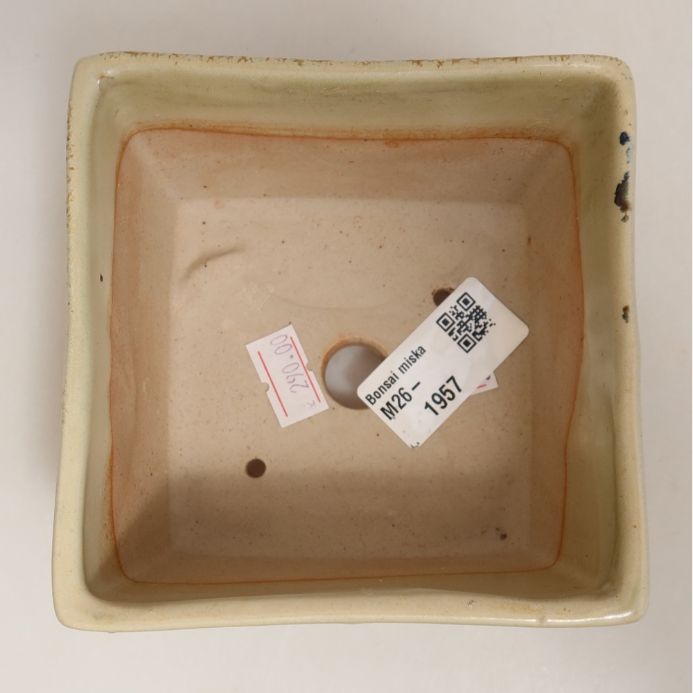 Keramická miska na bonsai 10,5 x 10,5 x 6,5 cm, farba zelená