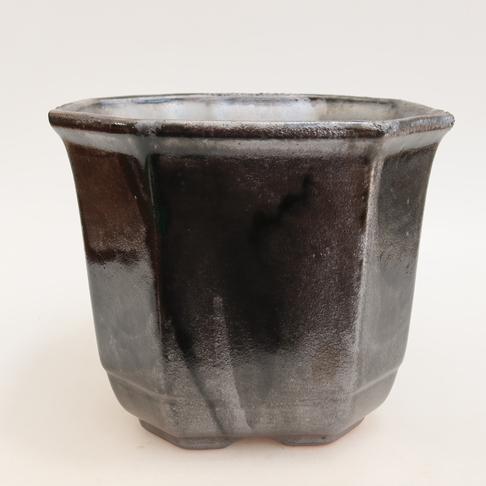 Keramická miska na bonsai 17,5 x 17,5 x 15,5 cm, farba: kovová
