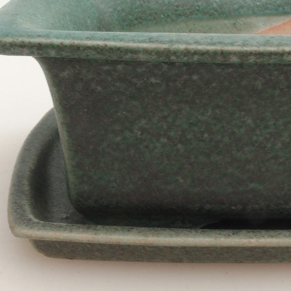 Bonsai miska + podmiska H11 – 11,5 x 10 x 4 cm. - zelená
