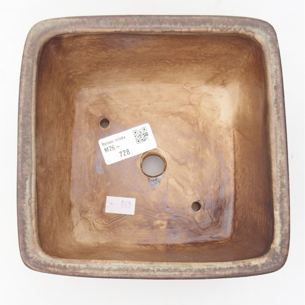 Keramická bonsajová miska 16 x 16 x 10 cm, zelená