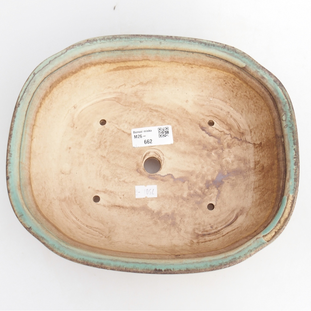 Keramická bonsajová miska 25,5 x 21,5 x 8 cm, zelená
