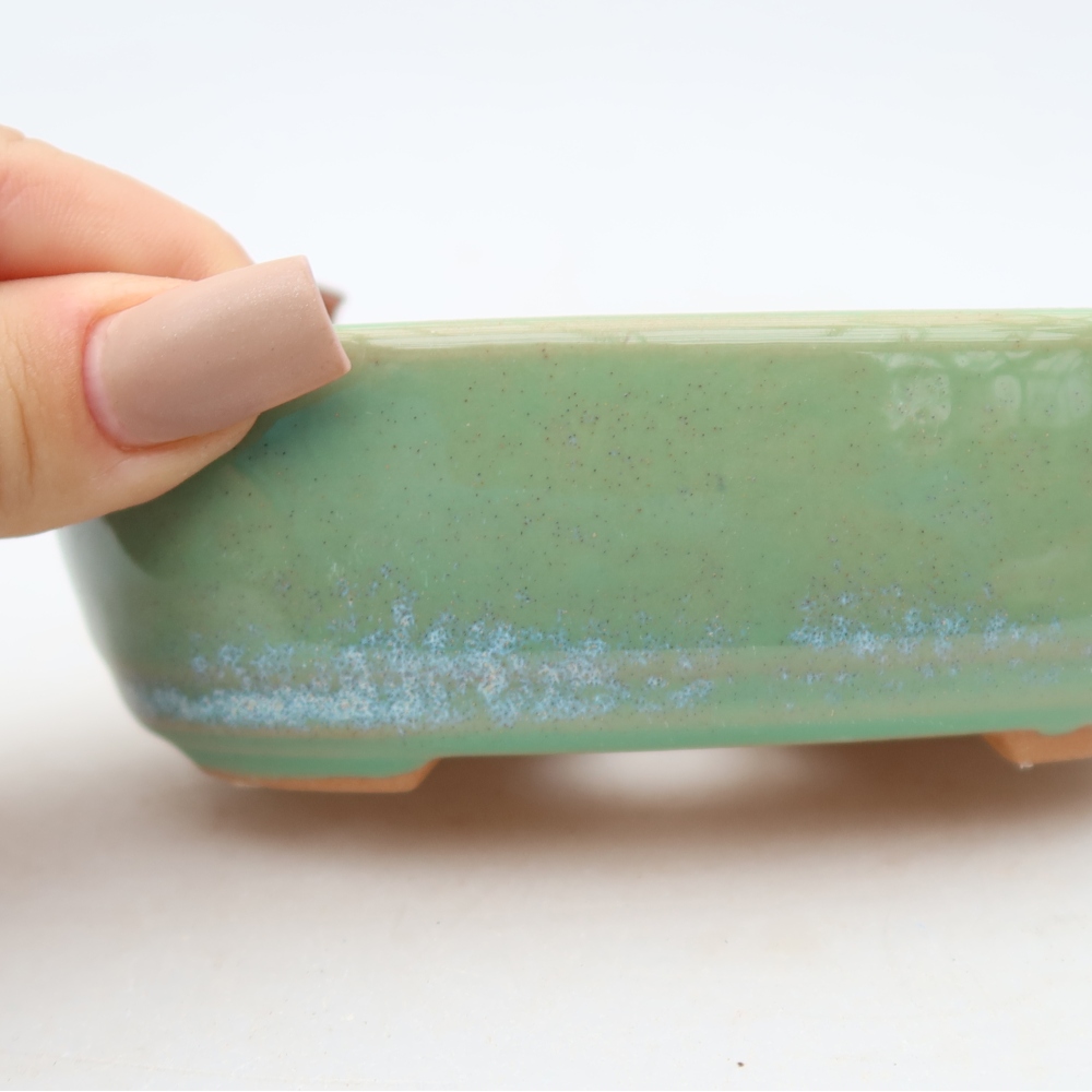Keramická miska na bonsaje 13 x 8,5 x 4 cm, farba zelená
