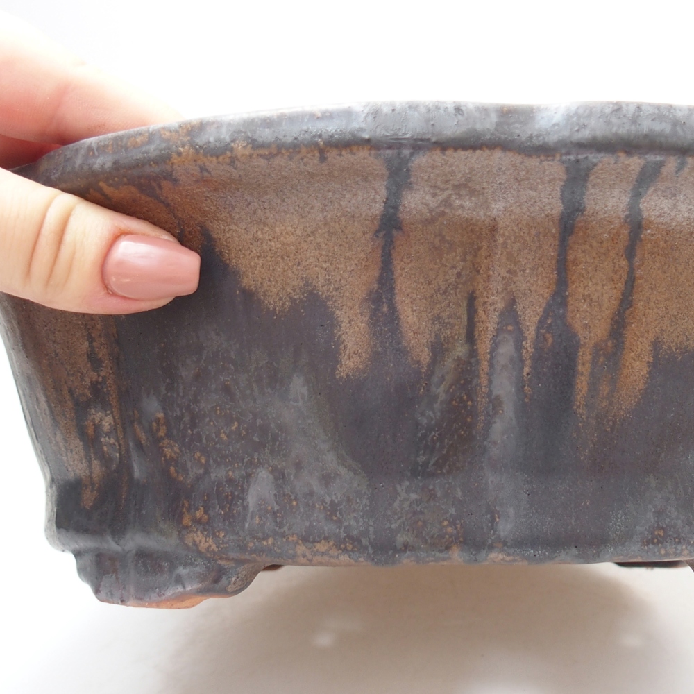 Keramická miska na bonsaje 26,5 x 26,5 x 8 cm, hnedá