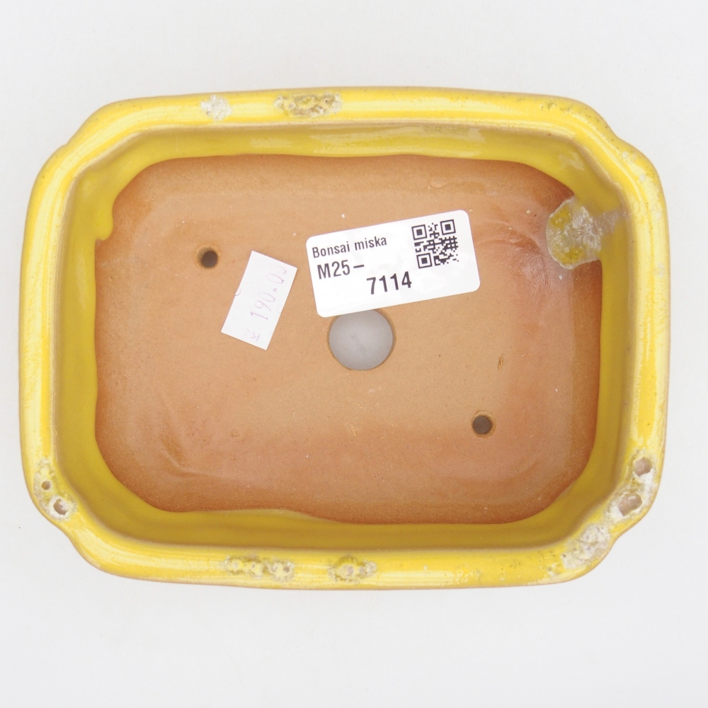 Keramická bonsajová miska 14 x 11 x 4 cm, žltá