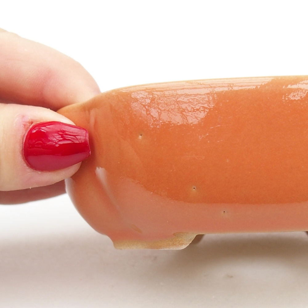 Keramická miska na bonsaje 10,5 x 9 x 3,5 cm, oranžová