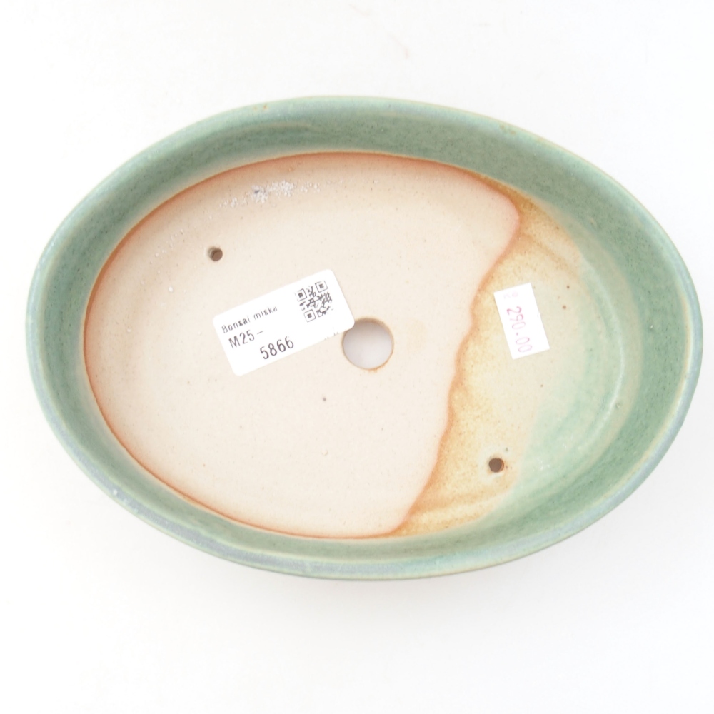 Keramická bonsai miska 18,5 x 13,5 x 4,5 cm, farba zelená