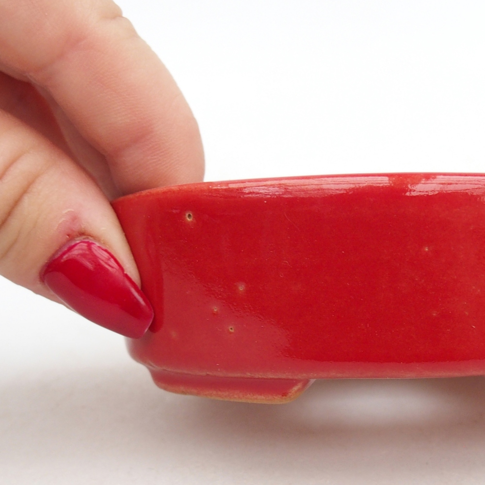 Keramická miska na bonsaje 9,5 x 8 x 3 cm, farba červená