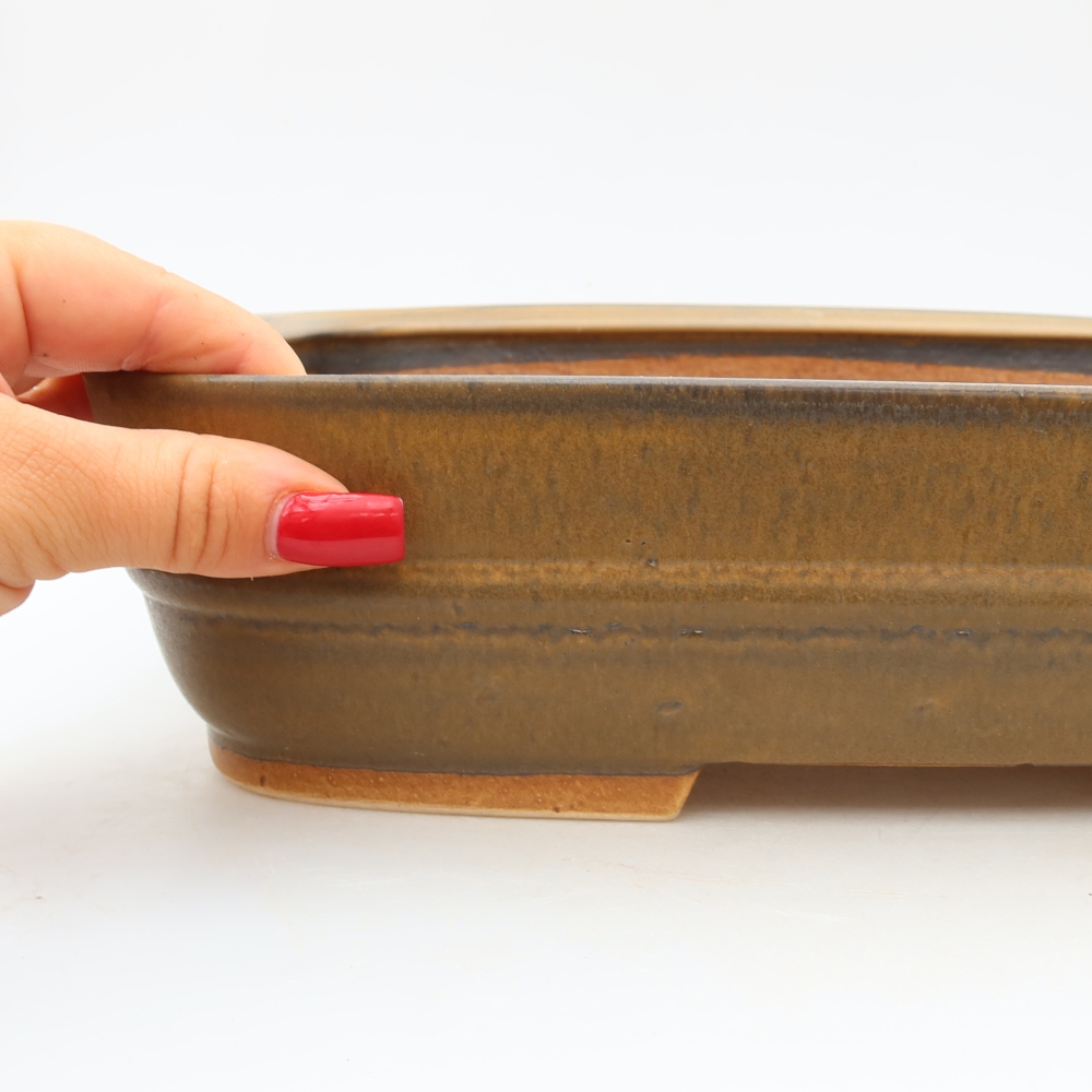 Keramická miska na bonsai 30 x 24,5 x 7,5 cm, farba hnedá