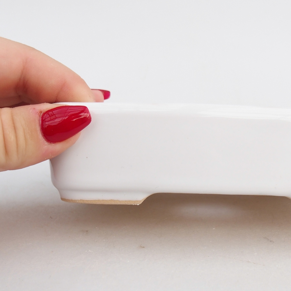 Keramická miska na bonsaje 12,5 x 9,5 x 3,5 cm, farba biela