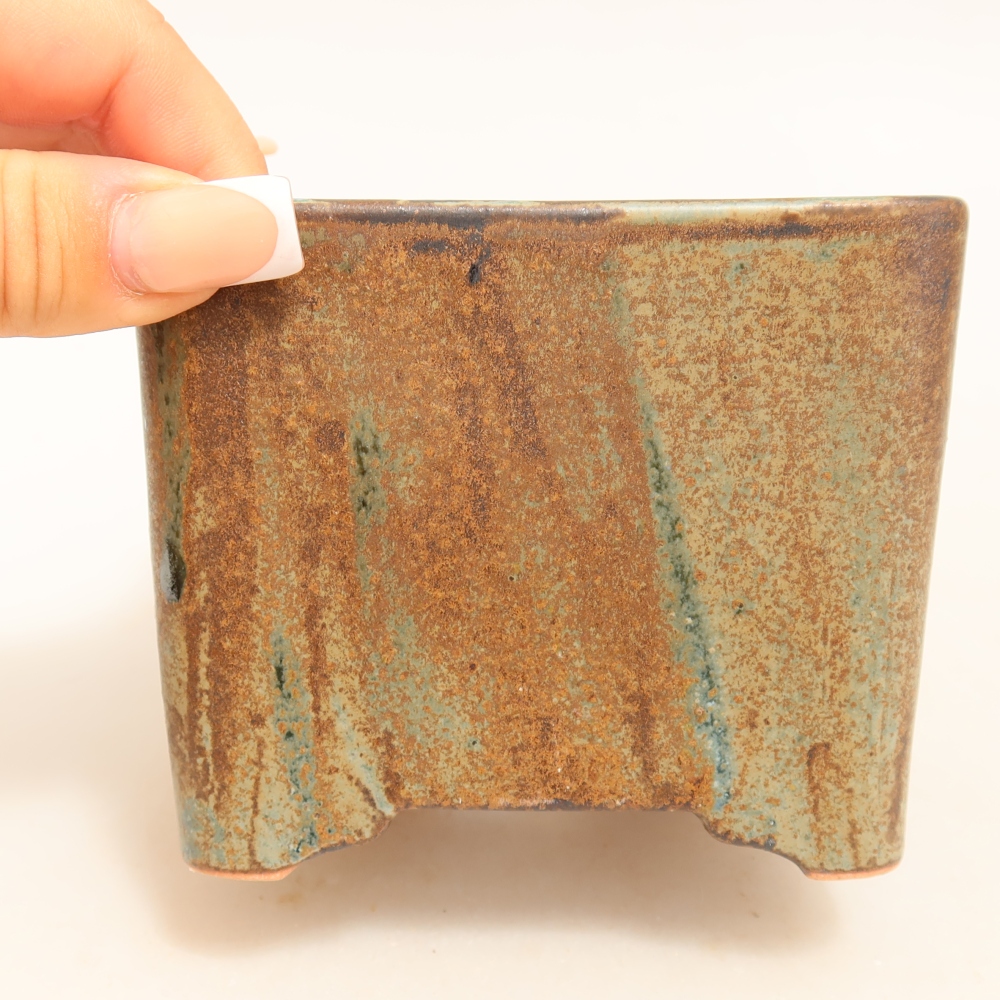 Keramická miska na bonsaje 10 x 10 x 8,5 cm, farba hnedá