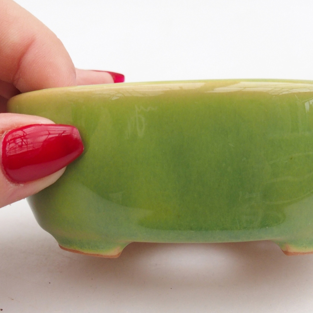 Keramická miska na bonsaje 9,5 x 7,5 x 3,5 cm, zelená