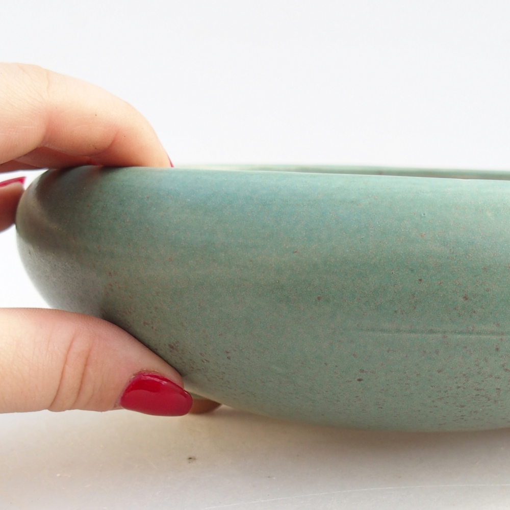 Keramická miska na bonsaje 21 x 21 x 7,5 cm, zelená