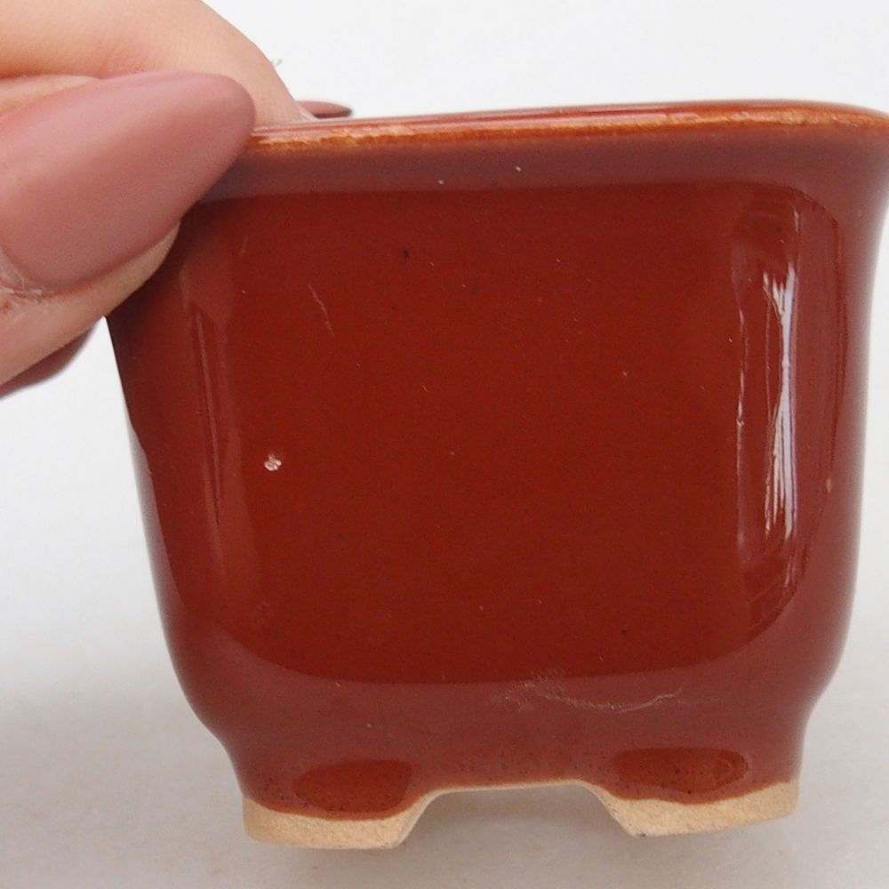 Keramická miska na bonsaje 6,5 x 6,5 x 4,5 cm, hnedá