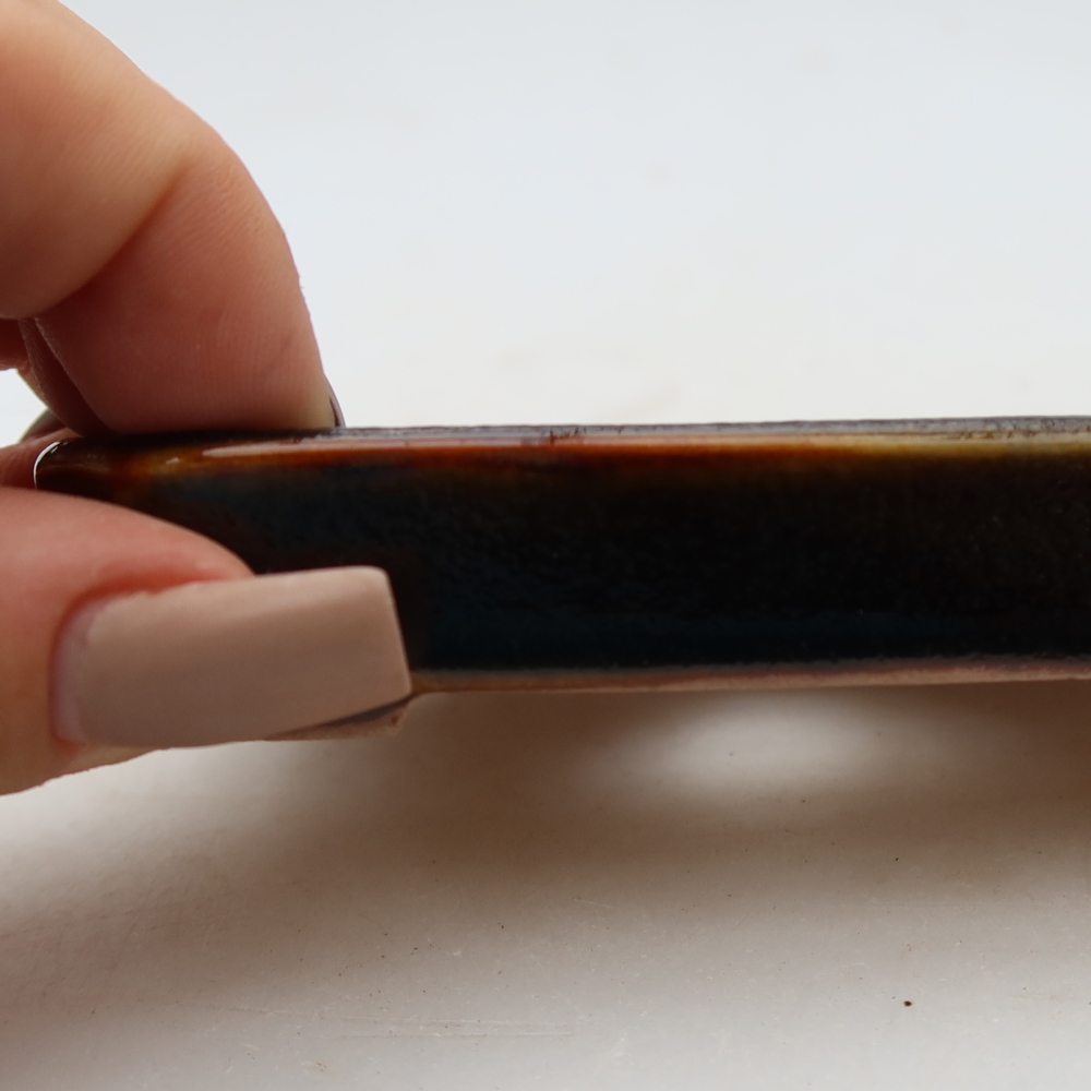 Keramická miska na bonsaje 10 x 8 x 2 cm, farba hnedá