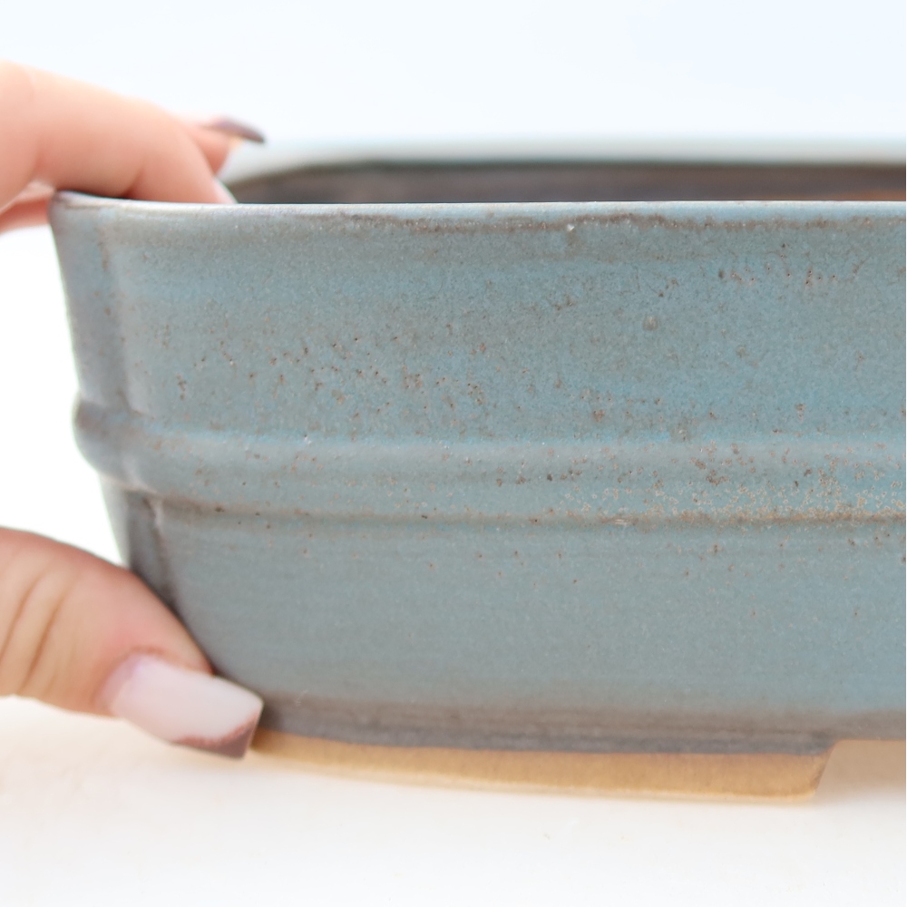 Keramická miska na bonsaje 29 x 23 x 7 cm, farba modrá