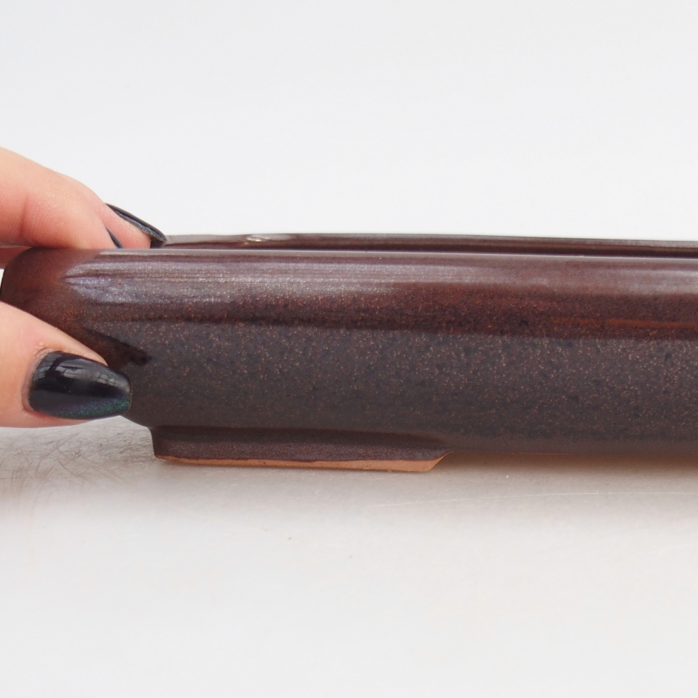 Keramická miska na bonsaje 24 x 17,5 x 4 cm, hnedá