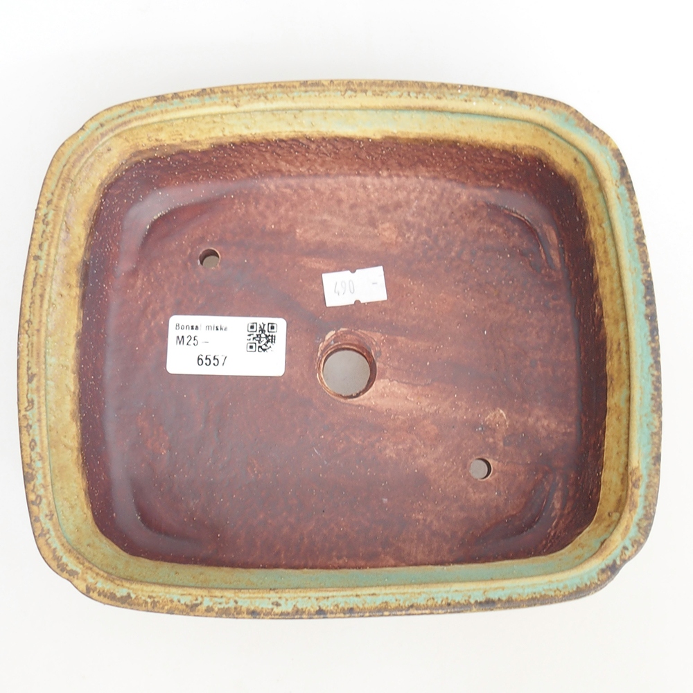 Keramická bonsajová miska 20 x 17 x 6 cm, zelená