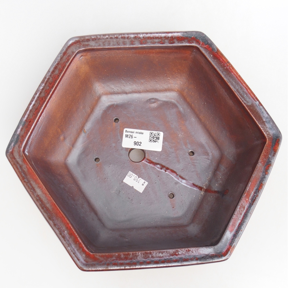 Keramická miska na bonsaje 24,5 x 22 x 7,5 cm, farba čierna červená