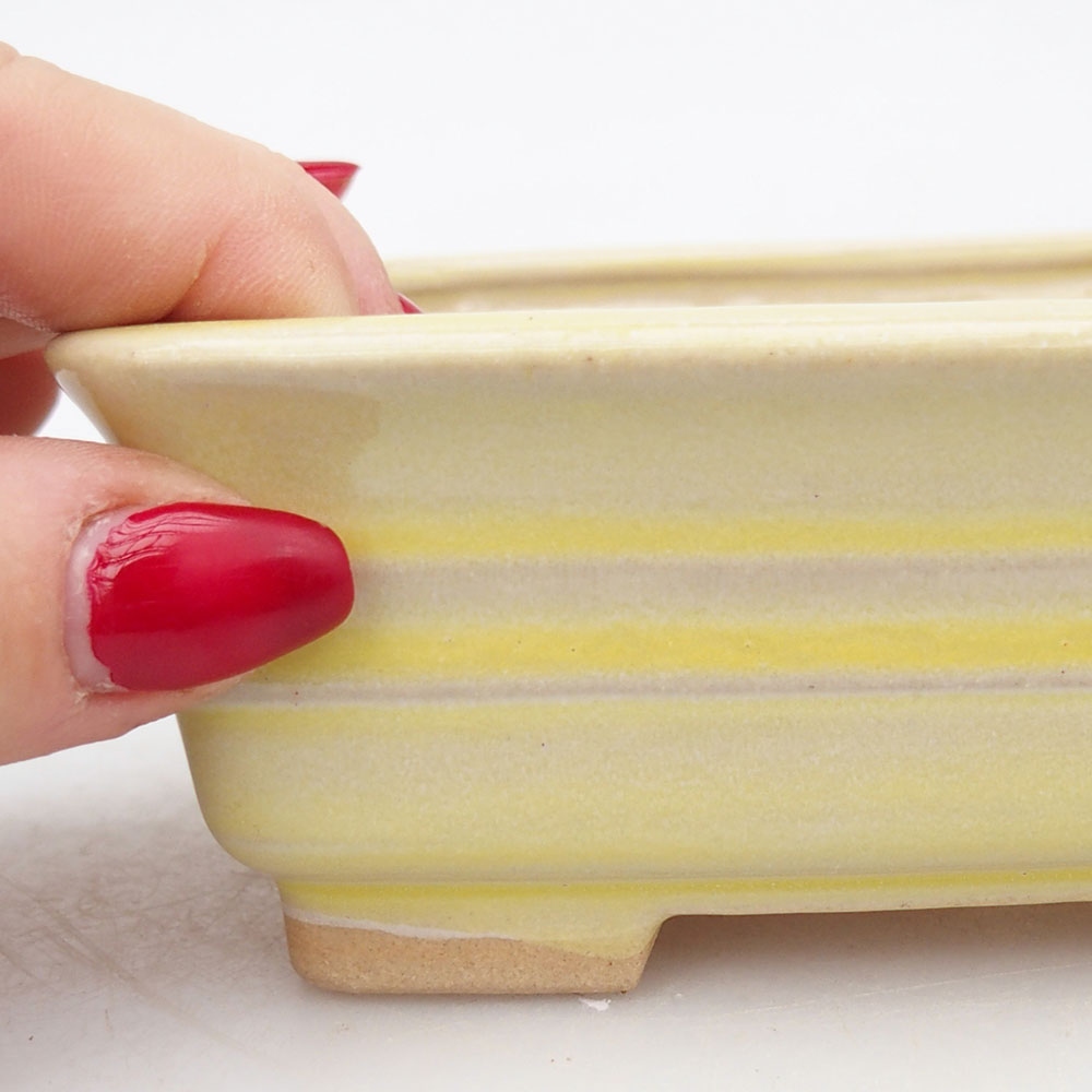 Keramická miska na bonsaje 13,5 x 10 x 4,5 cm, žltá