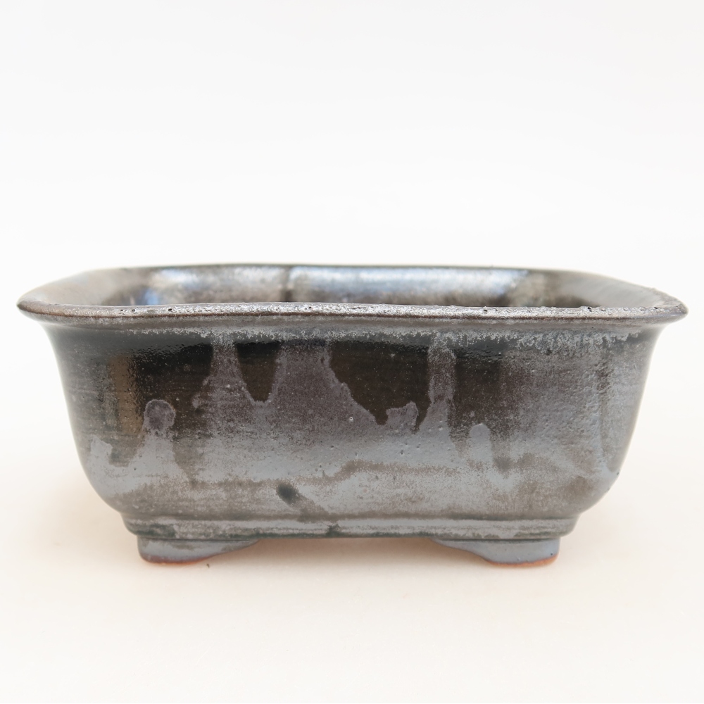 Keramická bonsajová miska 13,5 x 10,5 x 6 cm, farba kovu
