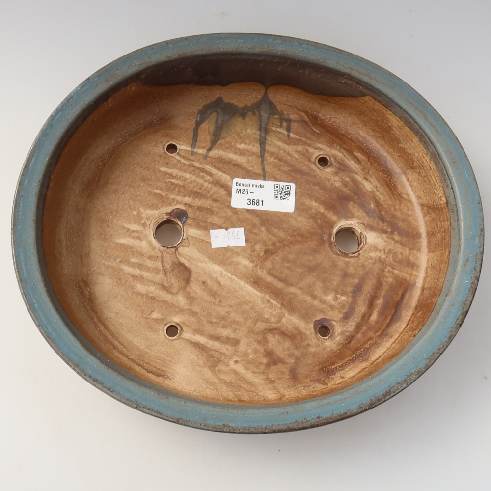 Keramická miska na bonsaje 26 x 24 x 6 cm, farba modrá