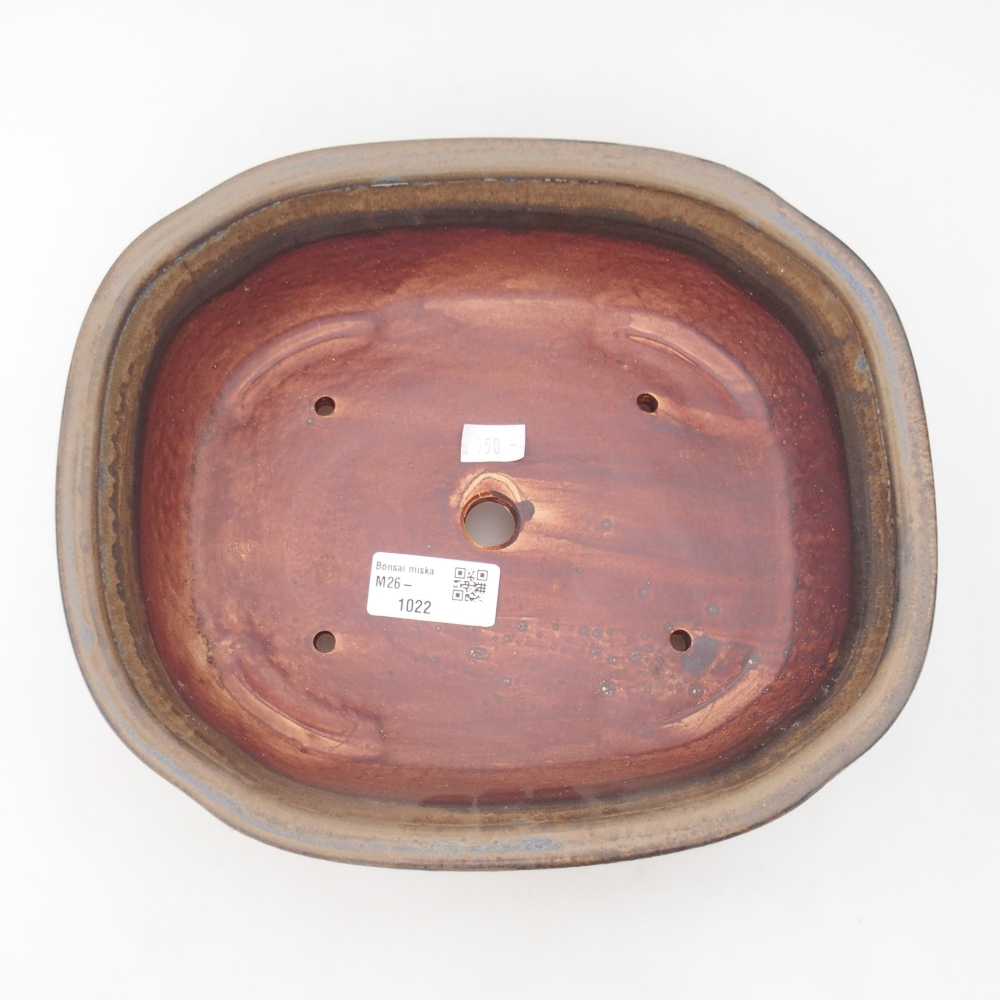 Keramická miska na bonsaje 25 x 21,5 x 7,5 cm, hnedá