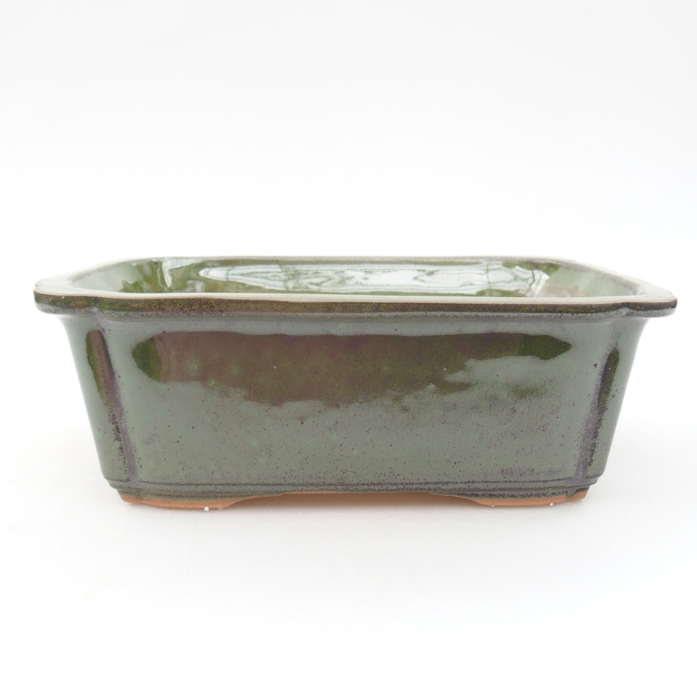 Keramická bonsai miska 17,5 x 12,5 x 6 cm, farba zelená
