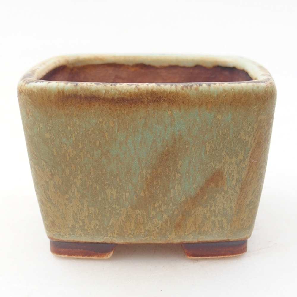 Keramická bonsai miska 6 x 6 x 4,5 cm, farba zelená