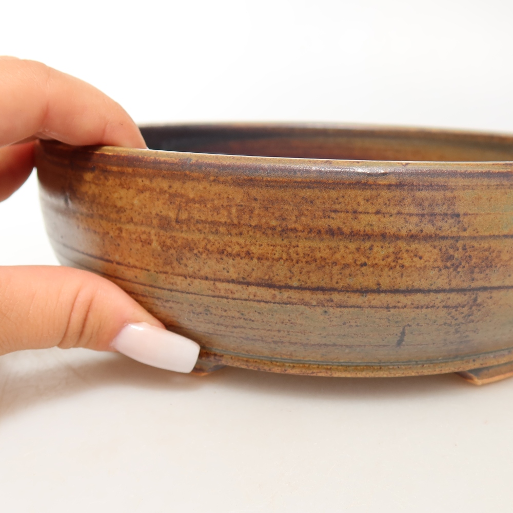 Keramická miska na bonsaje 19 x 19 x 6 cm, farba hnedá