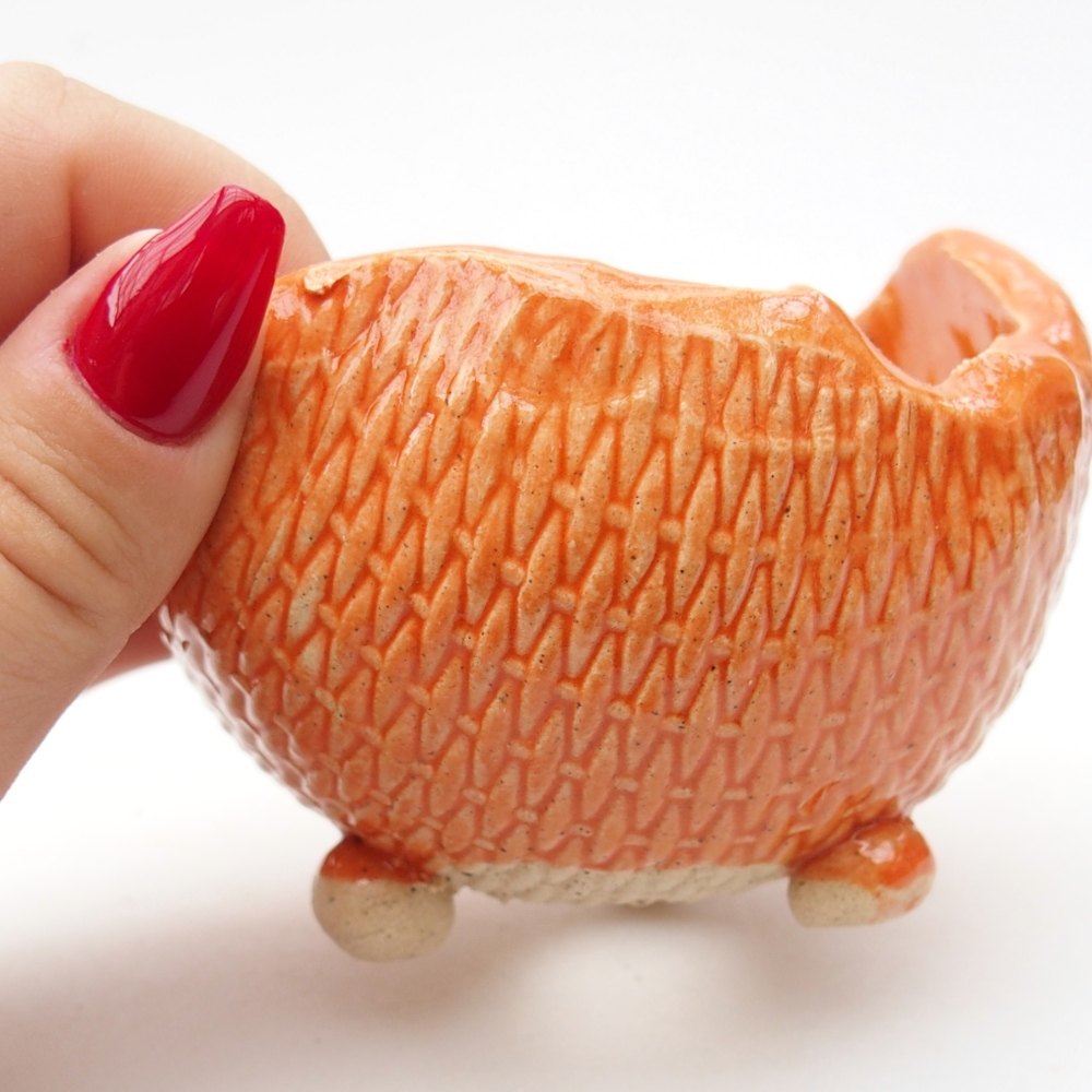 Keramická mušľa 8,5 x 8,5 x 6,5 cm , farba oranžová
