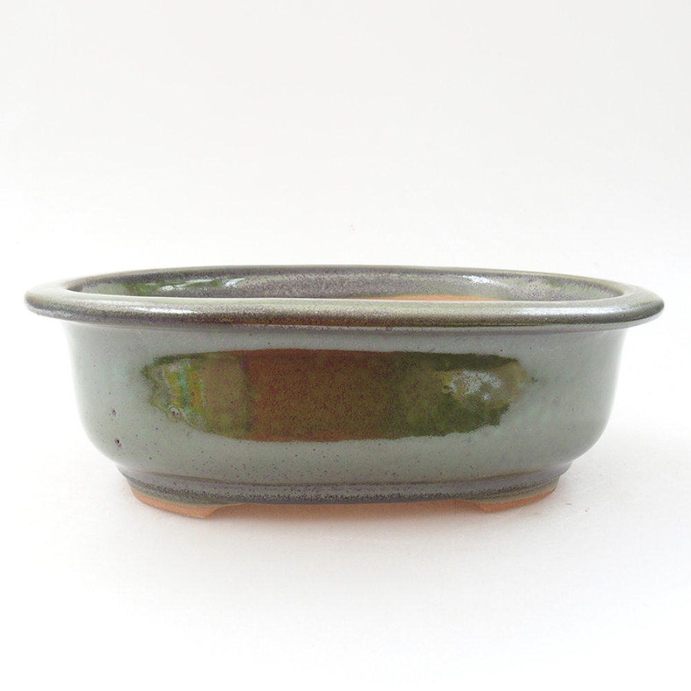 Keramická bonsai miska 18 x 14,5 x 6 cm, farba zelená
