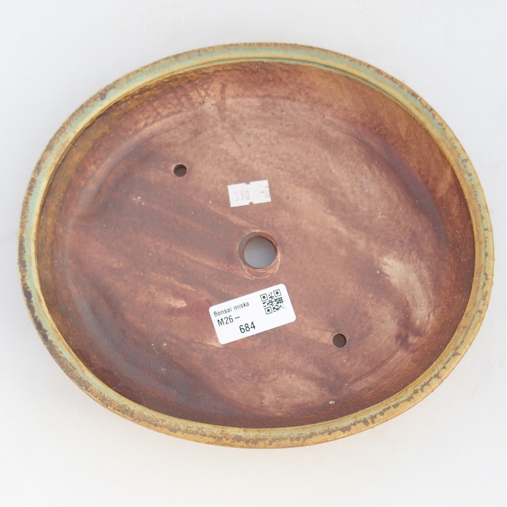 Keramická bonsajová miska 25 x 20 x 7,5 cm, zelená