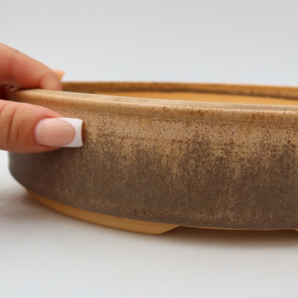 Keramická miska na bonsaje 26,5 x 26,5 x 5,5 cm, farba hnedá