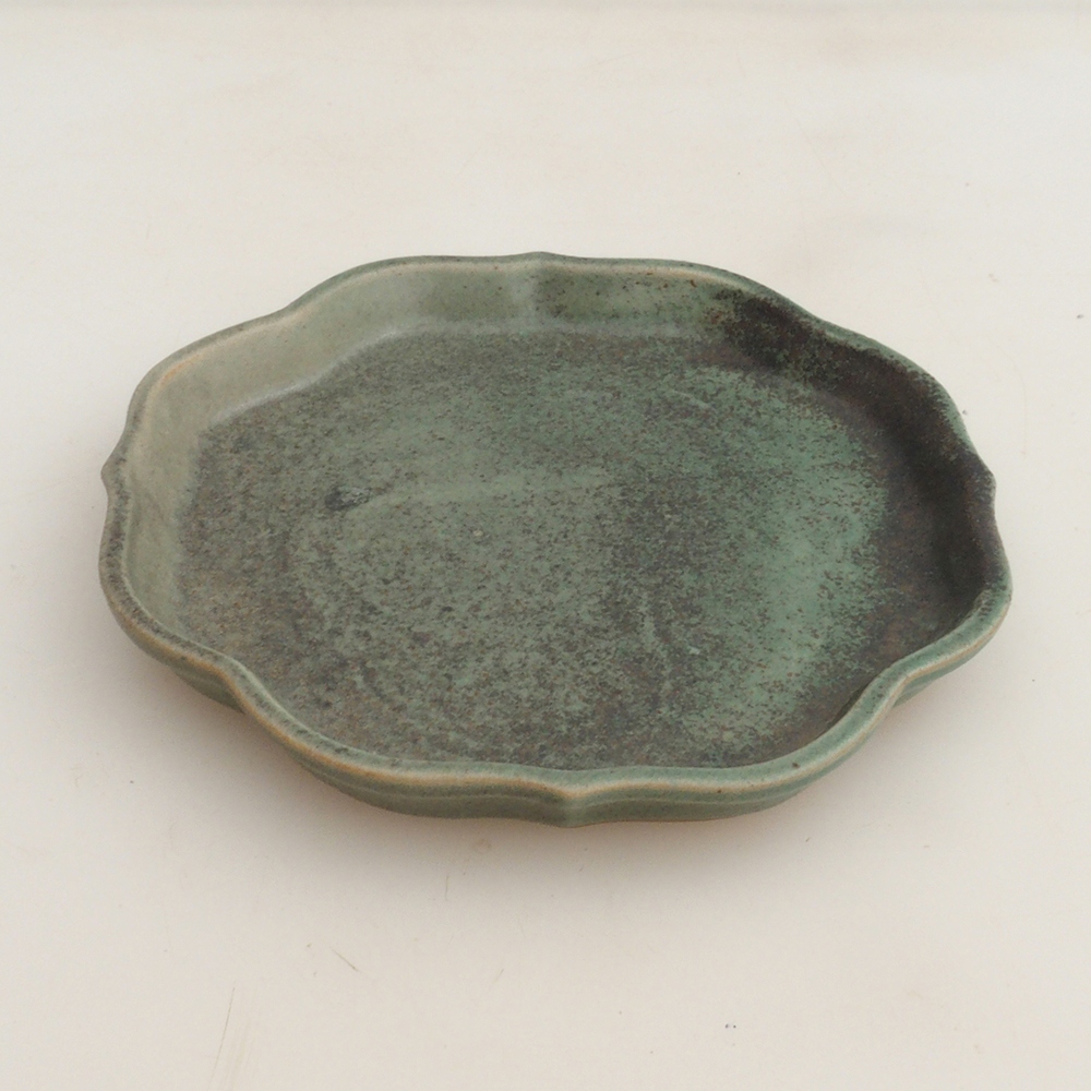 Keramická podmiska H06 - 14 x 14 x 1,5 cm - zelená
